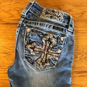 Lightly worn Miss Me medium wash bootcut jeans